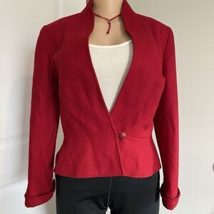Norgail ltd New York vintage 100% wool womens blazer crimson red fits like Small